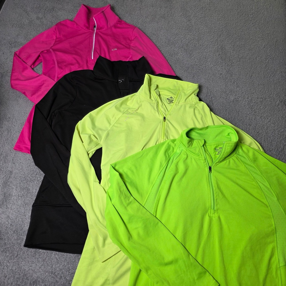 Champion Womens M 1/4 Zip Pullover Lot 4 Duo Dry Long Sleeve Athletic Multicolor